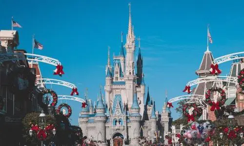 Image of Walt Disney World Orlando Florida Party Rentals with a castle from Disney in the background