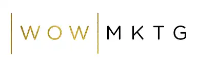 Logo of WOW MKTG with "WOW" in gold and "MKTG" in black, separated by gold vertical lines, giving it a touch of elegance that feels right at home.